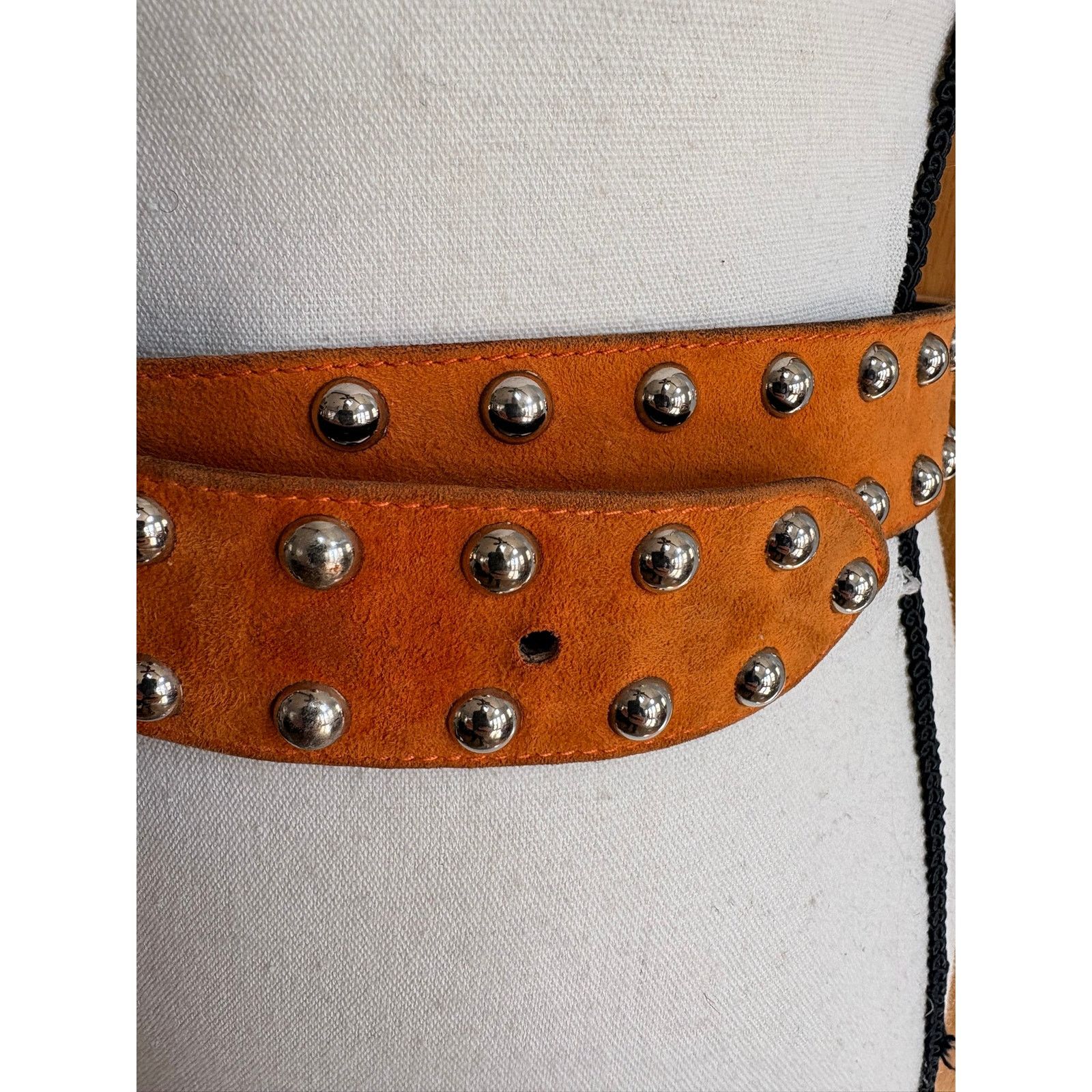 Escada 1980s Vintage Escada Studded Suede Leather Belt Orange Size ONE SIZE - 7 Thumbnail