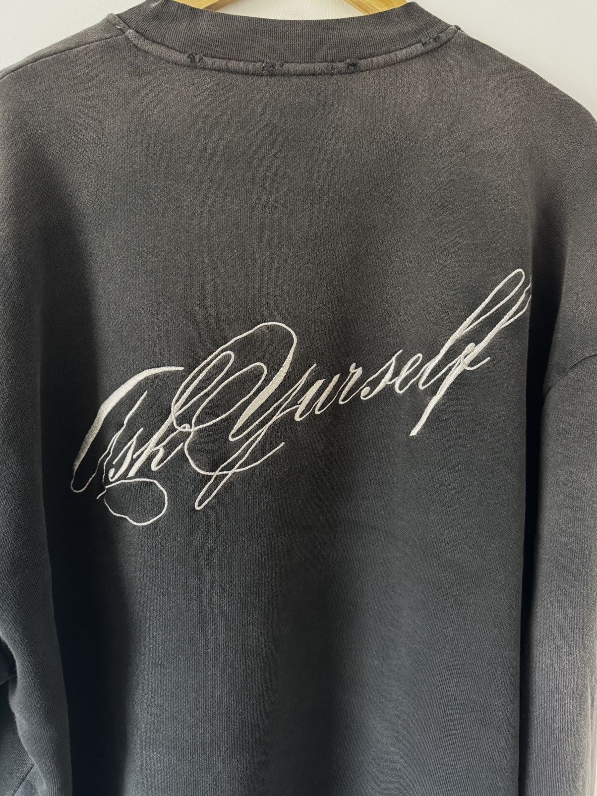 Askyurself Askyurself washed dark grey distressed sweatshirt XXL Size US XXL / EU 58 / 5 - 6 Thumbnail