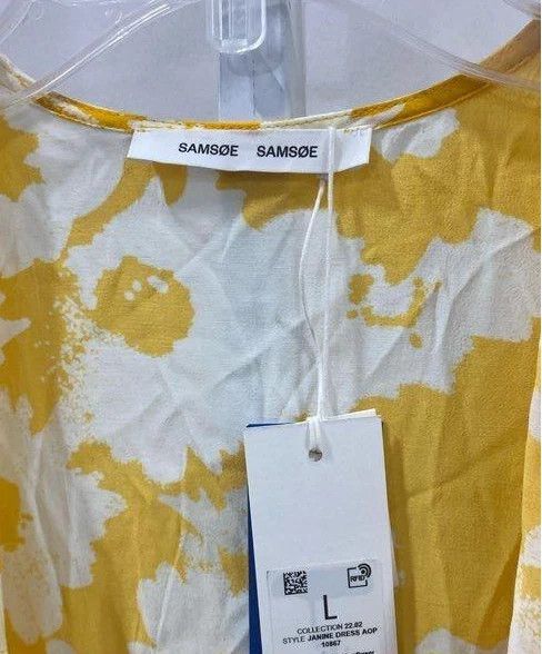 Samsoe Samsoe SAMSOE Sunflower Yellow Abstract Floral "Janine" Mini Dress Size L / US 10 / IT 46 - 3 Thumbnail