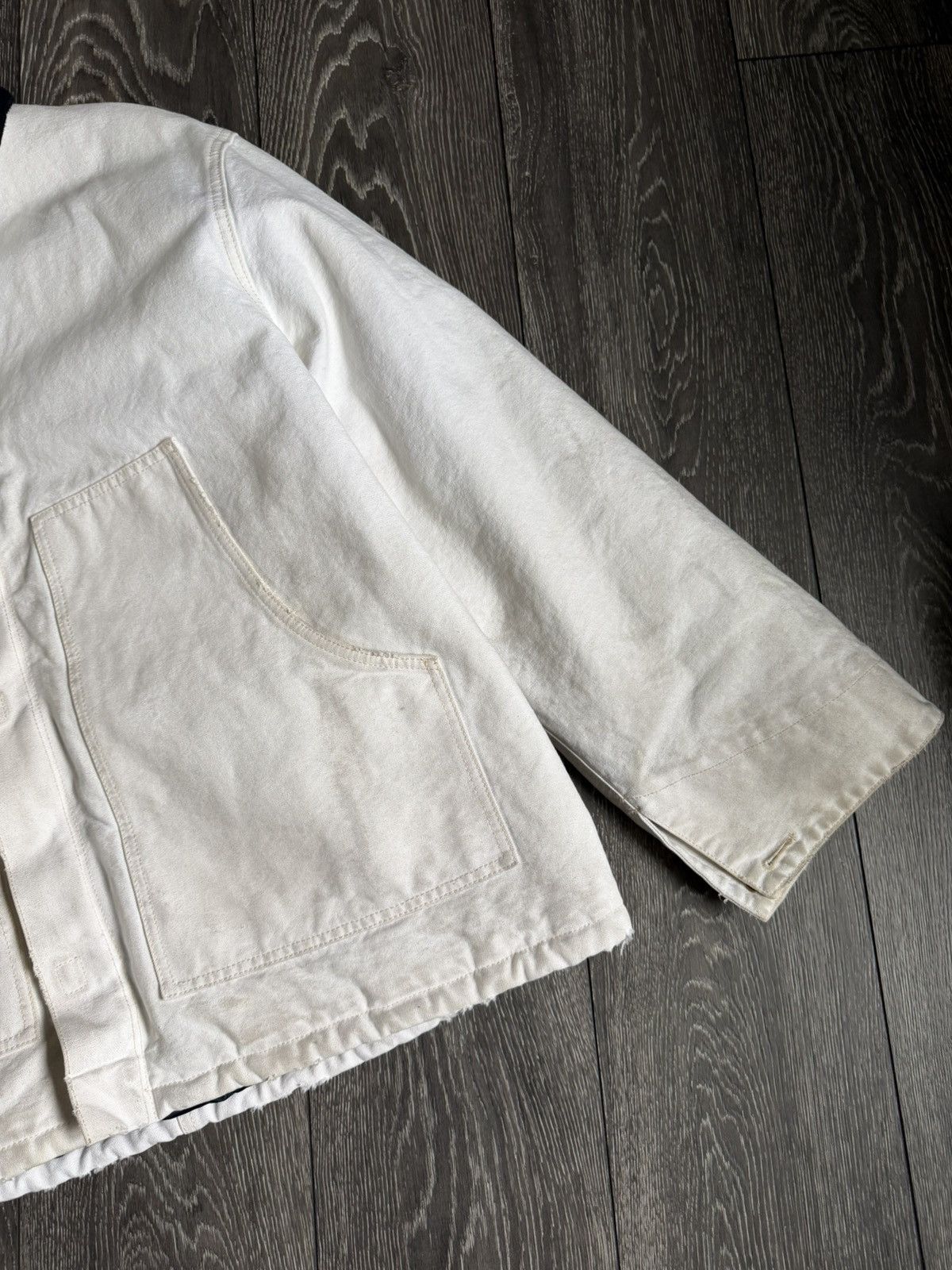 Prada prada aw24 runway white dirty canvas distressed jacket coat Size US M / EU 48-50 / 2 - 3 Thumbnail