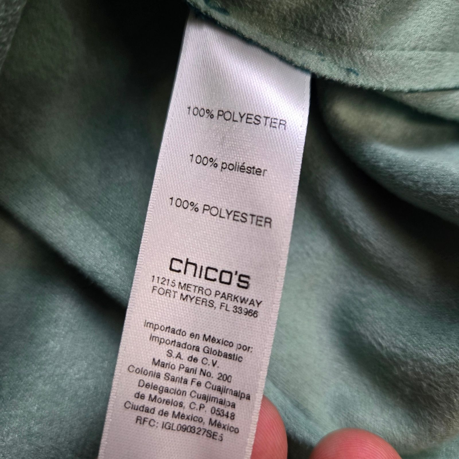 Chicos Teal Faux Suede Jacket Size Medium