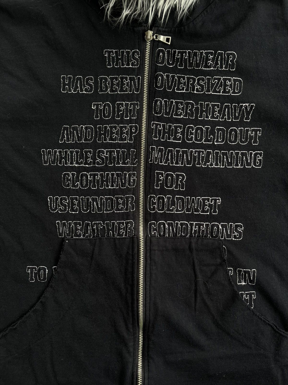 Hysteric Glamour Y2K C.P.Y Company Distressed Hoodie Fur Hood Poem Embroidery Size US M / EU 48-50 / 2 - 6 Thumbnail