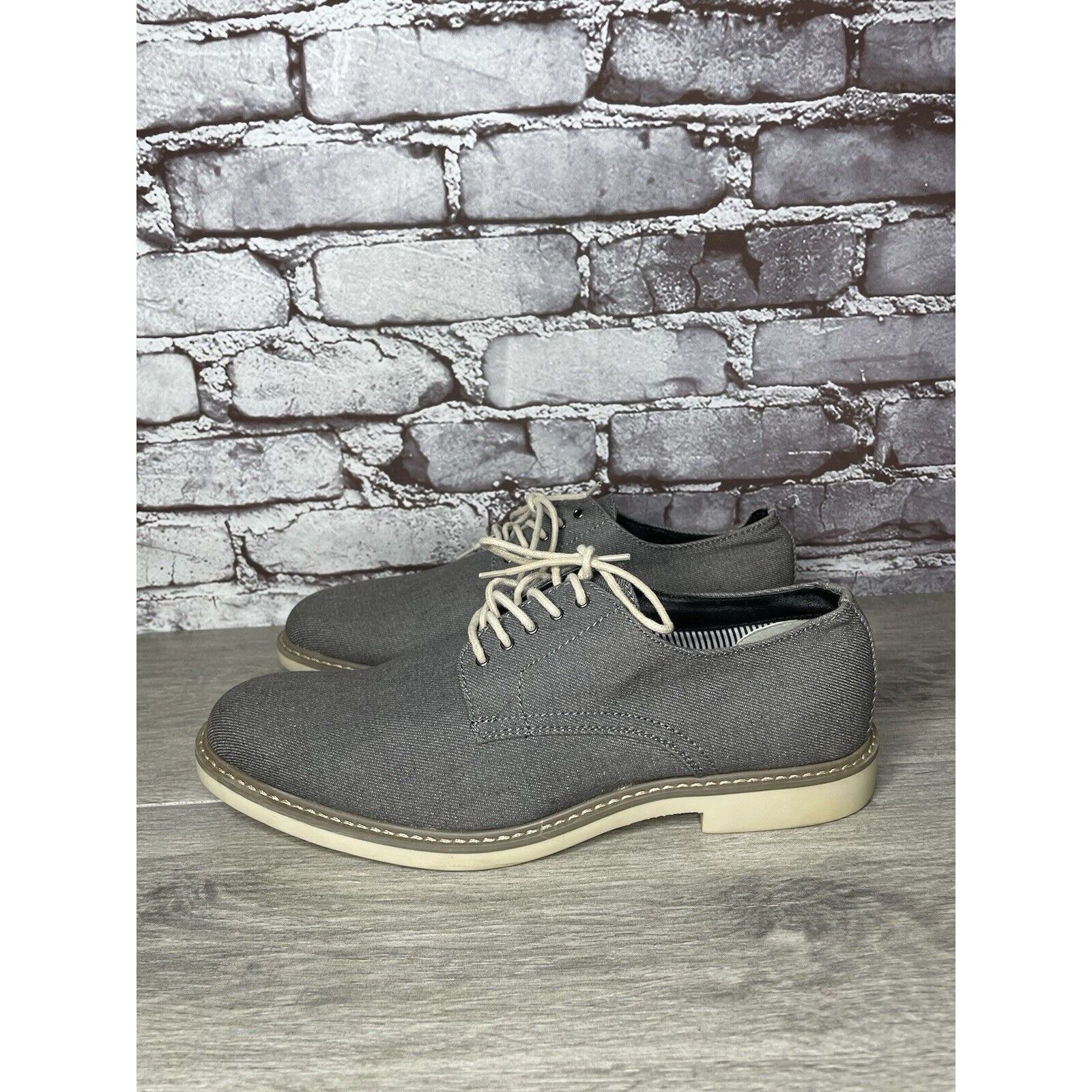 Public Opinion Public Opinion Gray Derby Oxfords Textured Fabric Casual Lac Size US 9.5 / EU 42-43 - 8 Thumbnail
