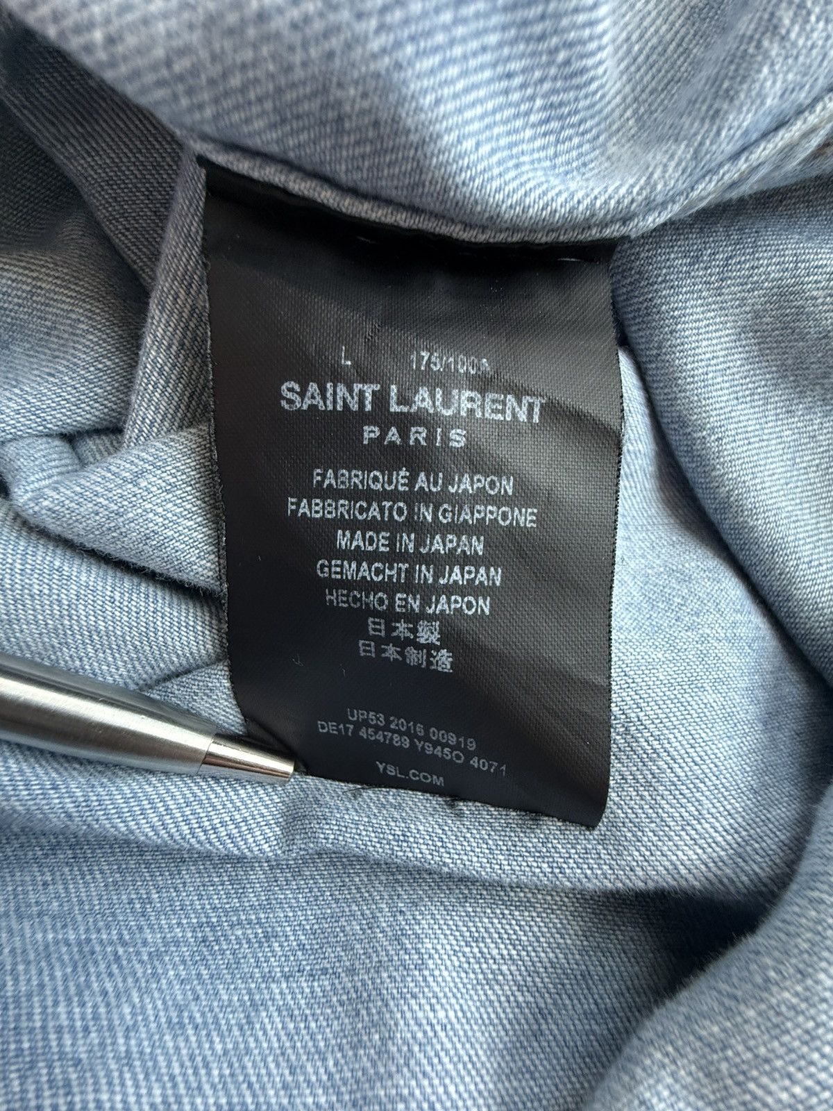 FW16 Saint Laurent distressed crash denim shirt Hedi Slimane