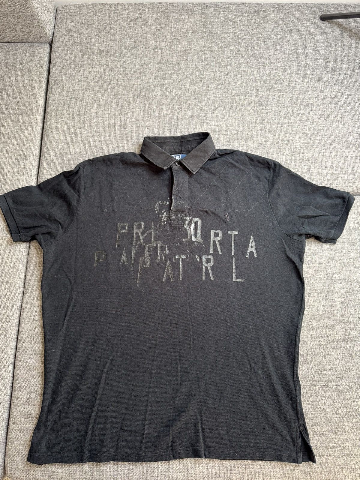 Polo Ralph Lauren × Ralph Lauren Vintage Polo Ralph Lauren Big Logo Collar black T-Shirt Size US XL / EU 56 / 4 - 1 Thumbnail