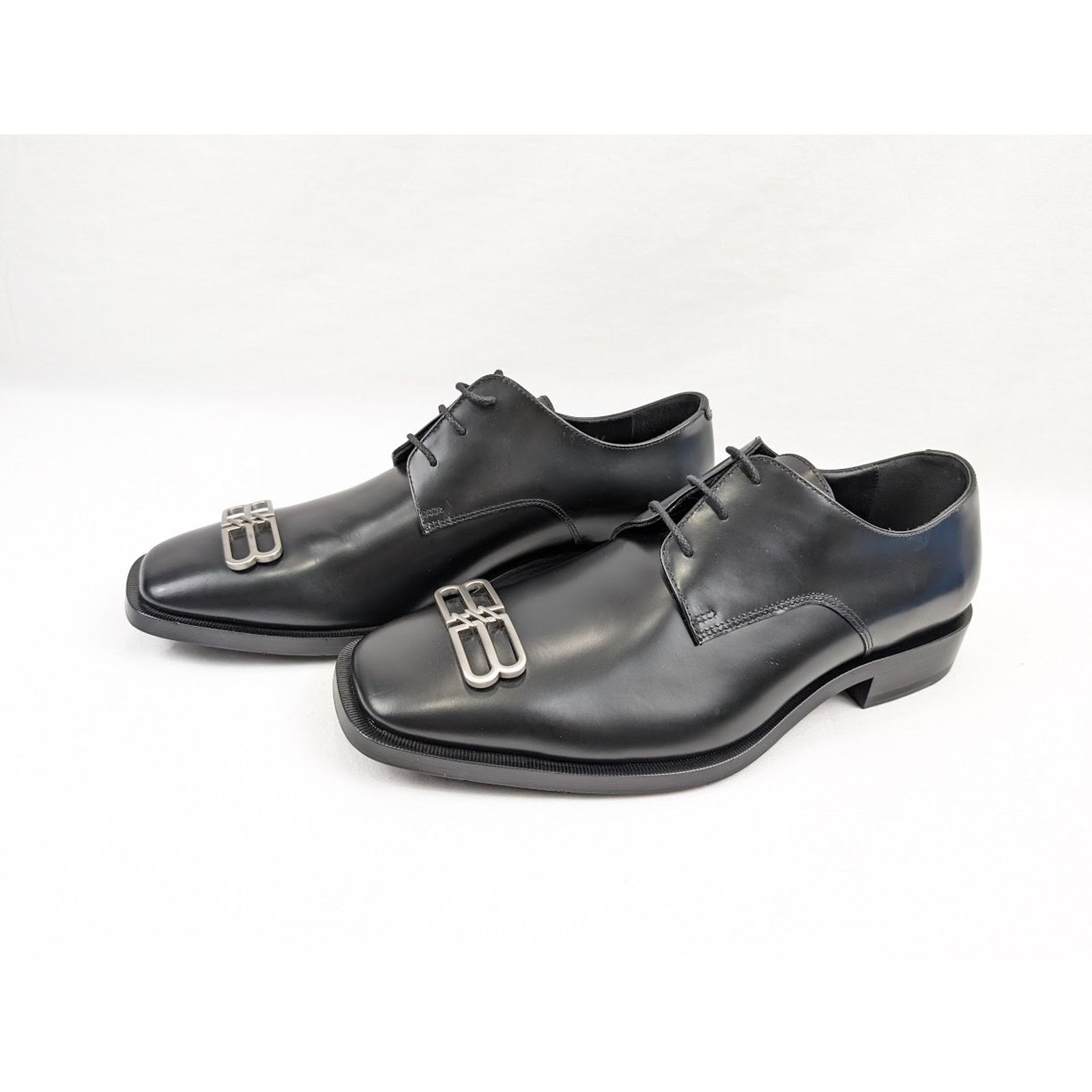 Balenciaga o1rshd1 Smooth Rim BB Icon Derbie Shoes in Black Size US 10 / EU 43 - 16 Thumbnail