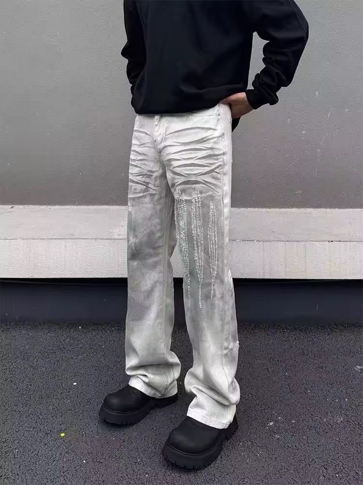 Designer × Jean Dirty Washing Baggy Ripped Stacked Jean Size US 28 / EU 44 - 3 Thumbnail
