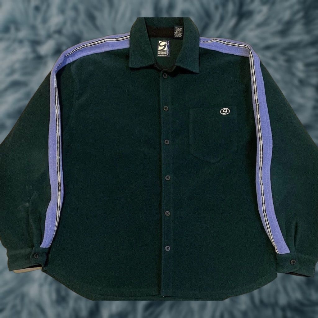 Quiksilver VINTAGE GAP Striped Fleece Shirt L Men Green 90s Surf Skate 80s Grunge Ocean Pacific Gotcha Billabong JNCO Quiksilver Modes of Style Size US L / EU 52-54 / 3 - 1 Thumbnail
