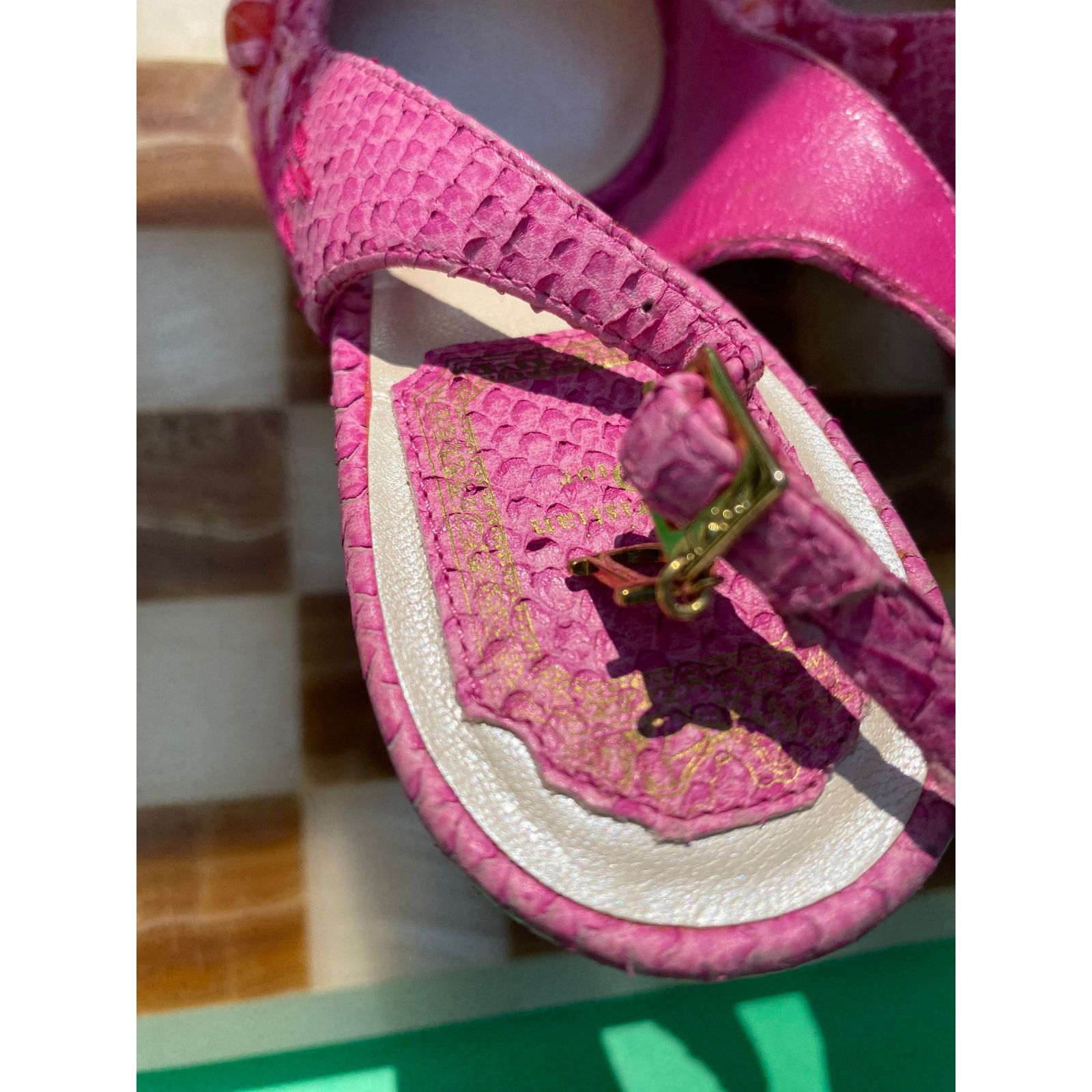 Dior Vintage Dior Pink Python And Raffia Embellished Platforms Size US 7 / IT 37 - 5 Thumbnail