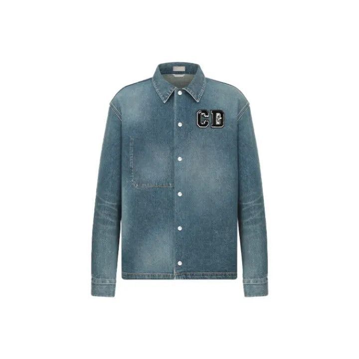 Dior Dior Dior Logo Print Long Sleeve Denim Jacket 0079-2507 Size US L / EU 52-54 / 3 - 1 Thumbnail