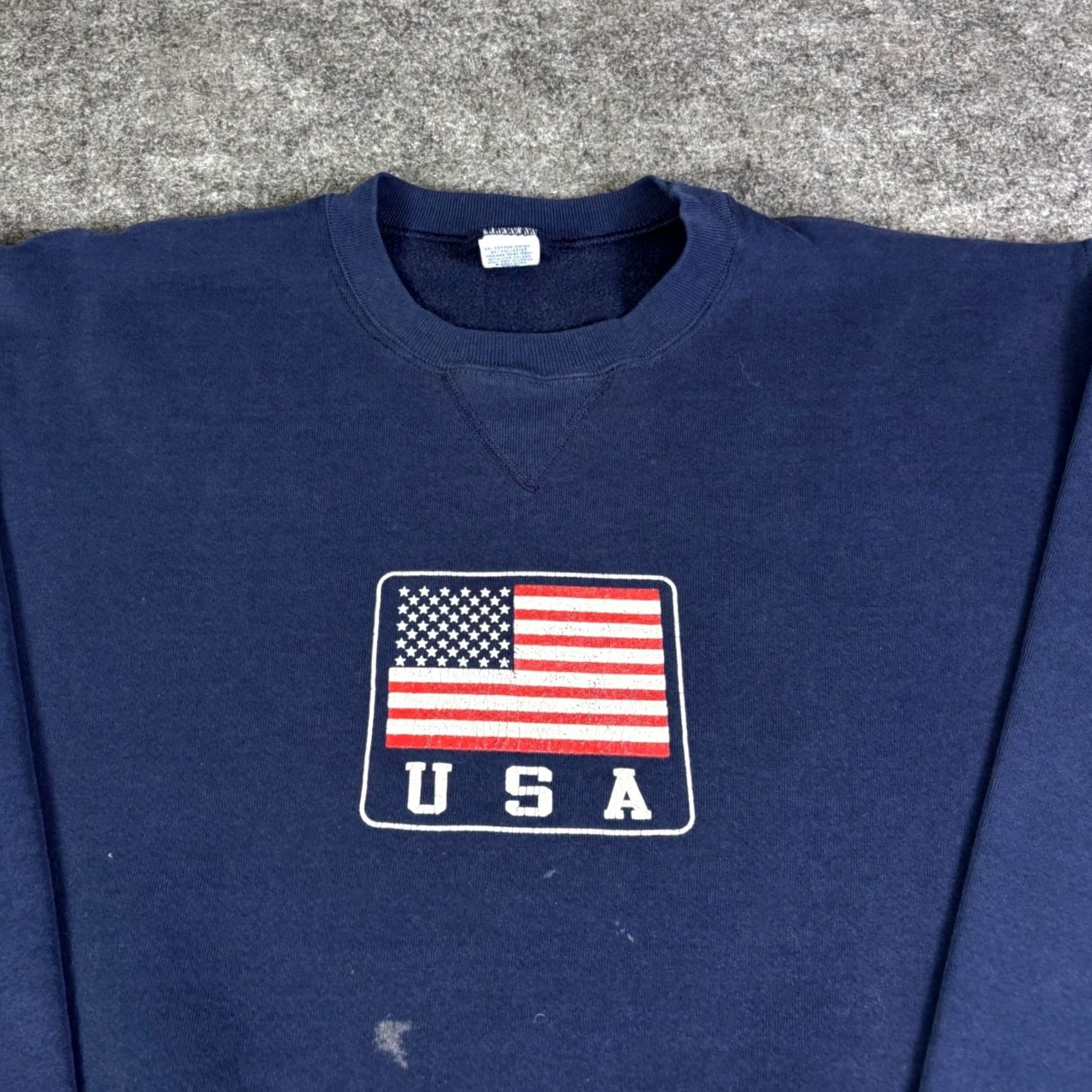 Russell Athletic VINTAGE Russell Athletic USA Flag Sweatshirt Navy Blue Crewneck Mens Large L Size US L / EU 52-54 / 3 - 8 Thumbnail