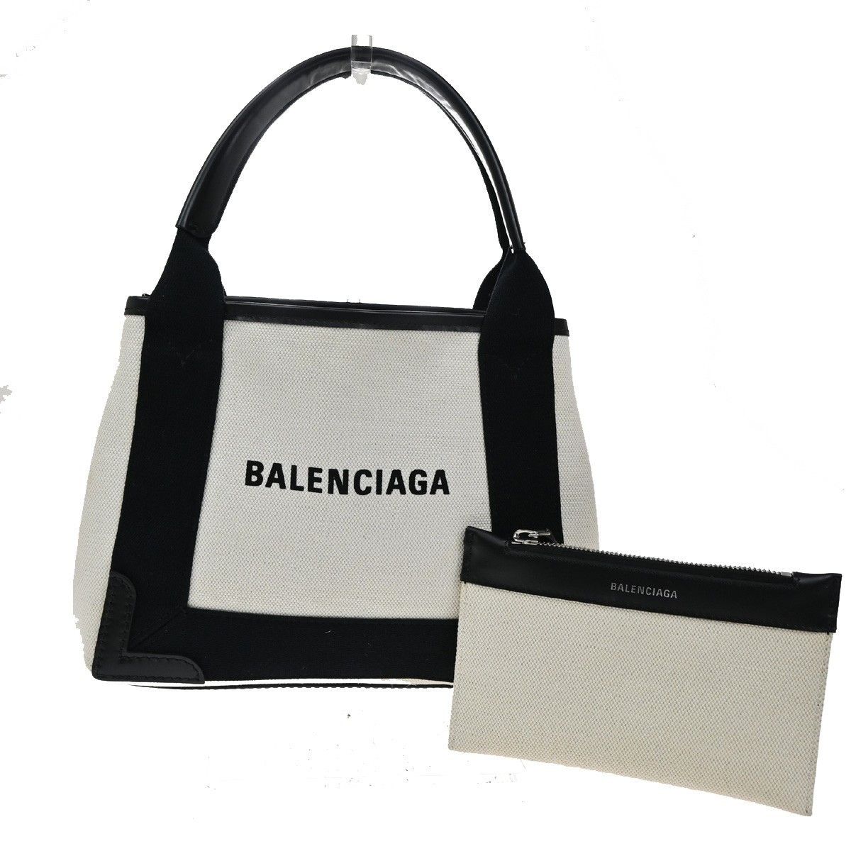 Balenciaga Balenciaga Navy Cabas Canvas with Leather Size ONE SIZE - 1 Thumbnail