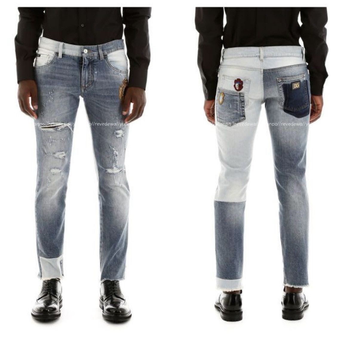 Dolce & Gabbana Dolce & Gabbana antique mirror patchwork denim pants jeans Size US 42 / EU 58 - 13 Thumbnail