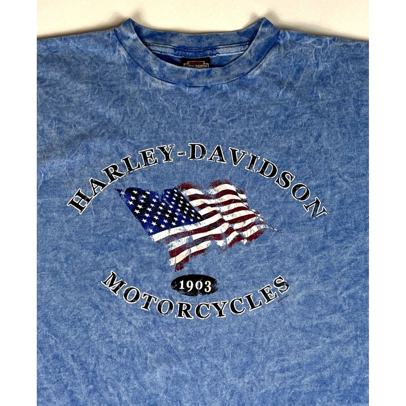 Harley Davidson VINTAGE Harley-Davidson Shirt XL Blue Tie Dye 2001 Daytona Beach Made in USA Mens T-Shirt Size US XL / EU 56 / 4 - 4 Thumbnail
