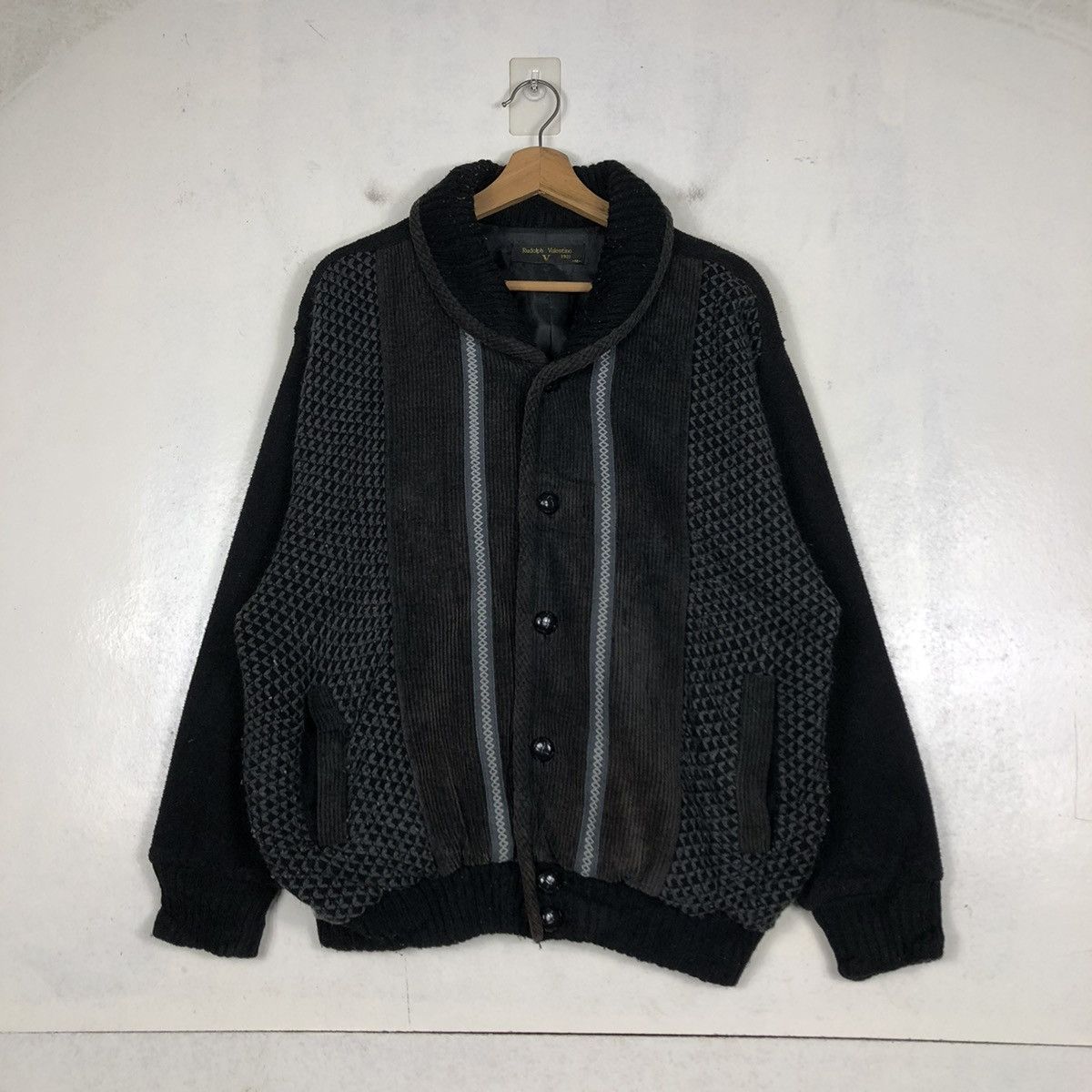 Japanese Brand × Vintage 📌VINTAGE BOMBER JACKET KNIT RUDOLF VALENTINO Size US M / EU 48-50 / 2 - 2 Thumbnail