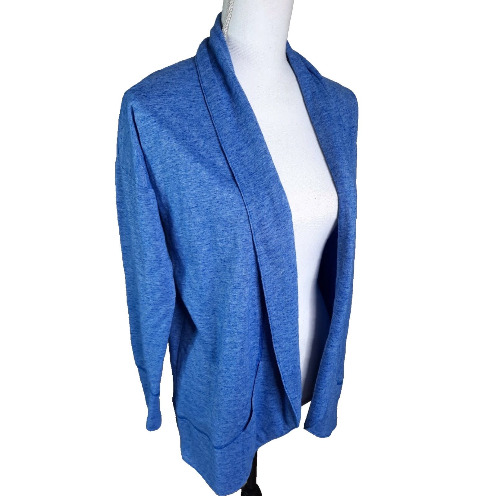 Talbots Talbots Women's Small Heather Blue Fleece Open Cardigan Sweatshirt Sweater Size S / US 4 / IT 40 - 2 Thumbnail