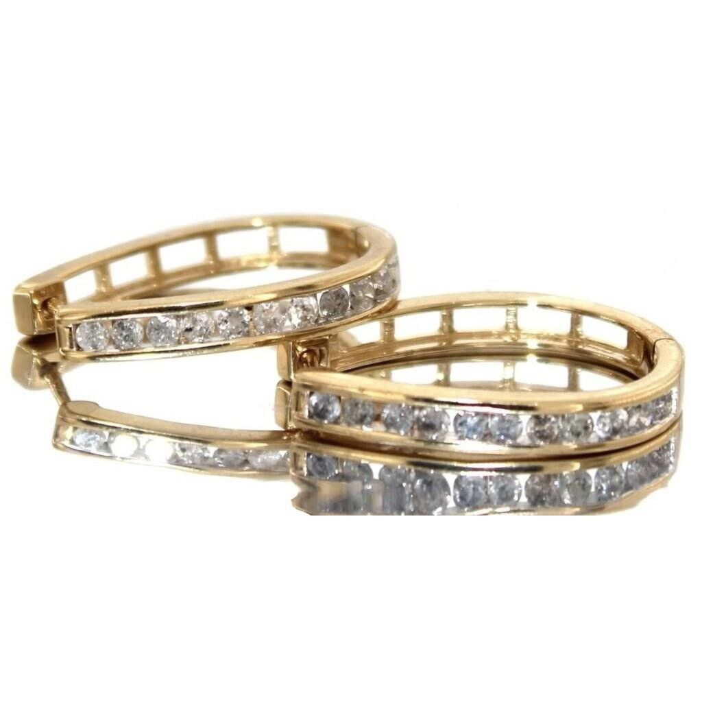 Other 1.00 Carat Natural Diamond Hoop Earrings Gold Plate Sterling Size ONE SIZE - 11 Thumbnail