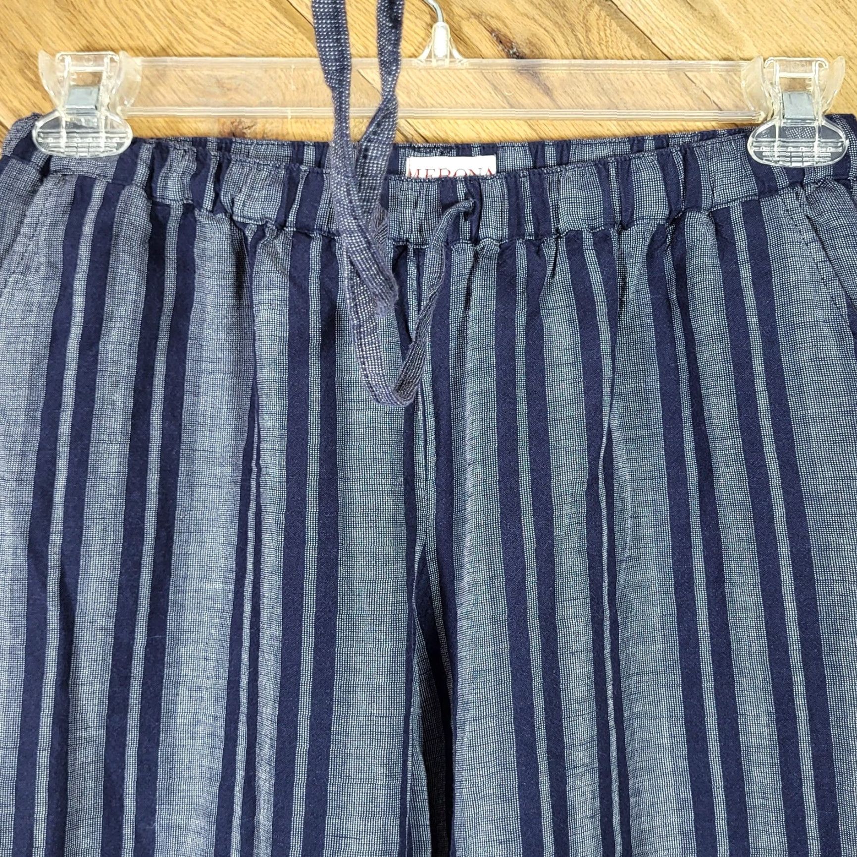Merona Merona Blue Striped Linen Blend Wide Leg Pants XS Womens Linen Rayon Lightweight Elastic Drawstring Size 26" / US 2 / IT 38 - 6 Thumbnail