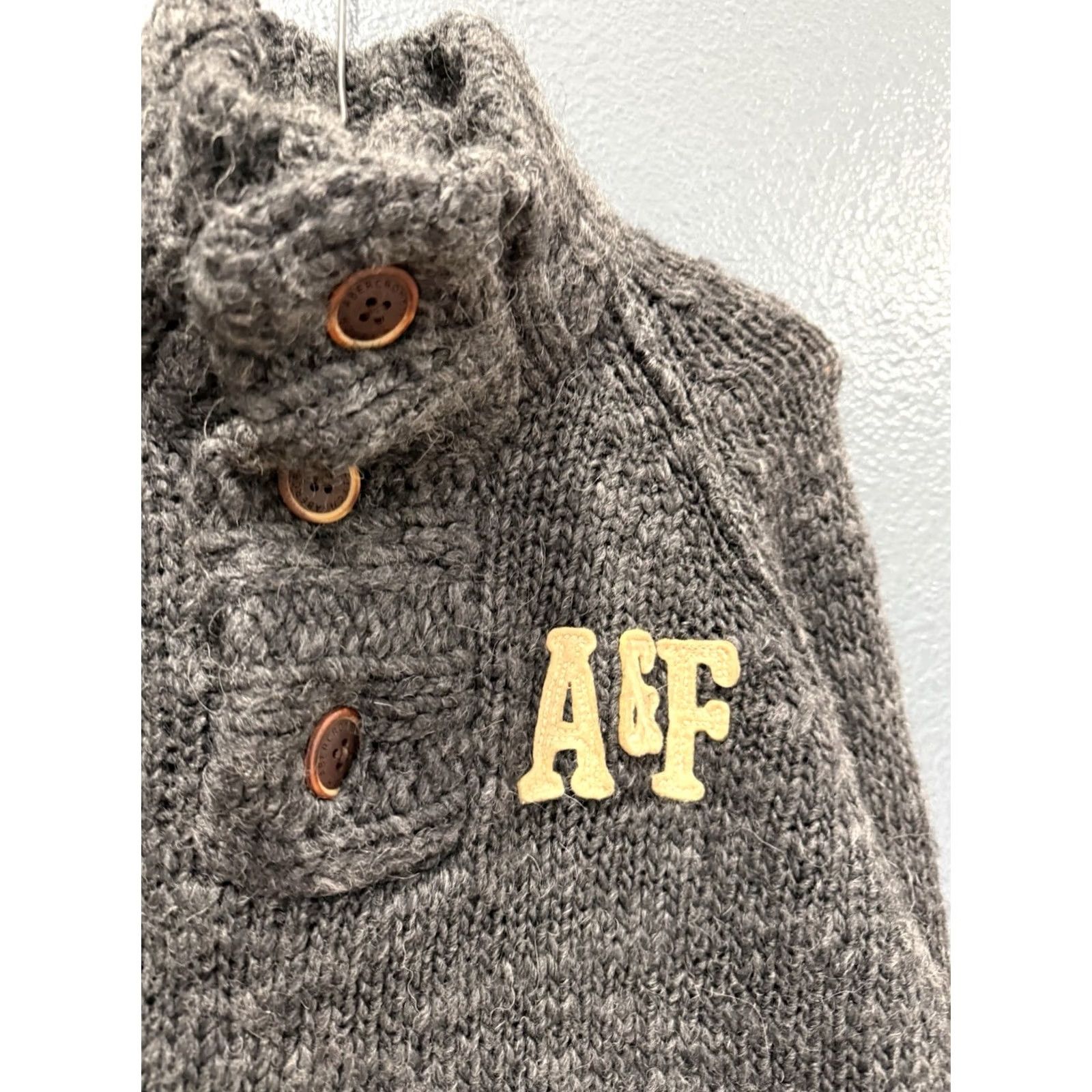Abercrombie & Fitch Abercrombie & Fitch Sweater Shirt Knit Wool Gray Shawl Collar Mens Small S Size US S / EU 44-46 / 1 - 5 Thumbnail