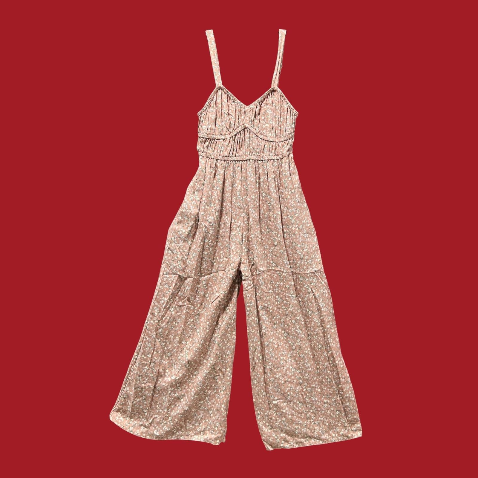 Arizona Jean Co. Arizona - Women's Sleeveless Jumpsuit - Juniors - Beige Flor Size 22" - 3 Thumbnail