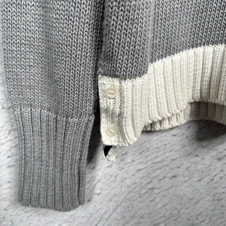 Thom Browne Thom browne Gray and white-edged four-striped knitted round Size US M / EU 48-50 / 2 - 4 Thumbnail