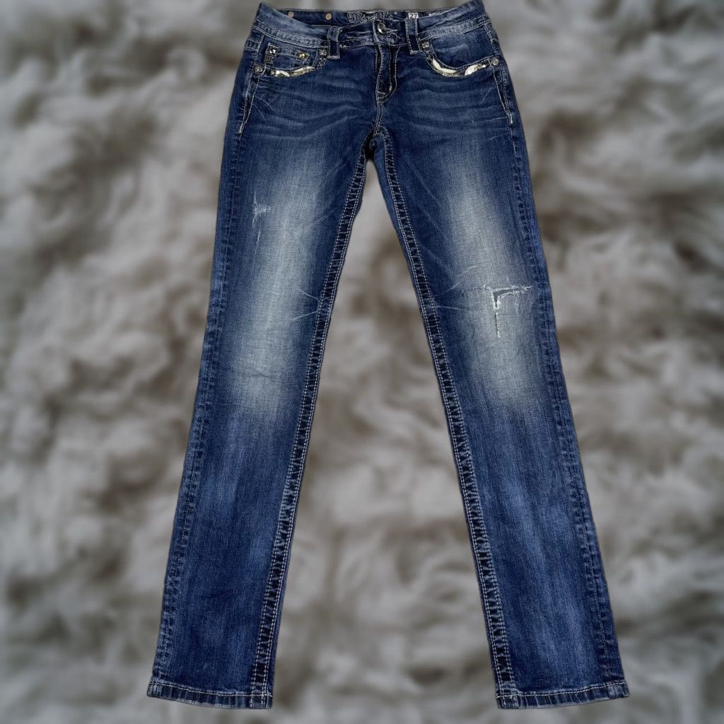 Vintage Judy Blue Mid Rise Easy Skinny Jeans Womens 27x33 Blue Grunge Y2K Faded Stretch Grunge Jeans Size 27" / US 4 / IT 40 - 1 Thumbnail