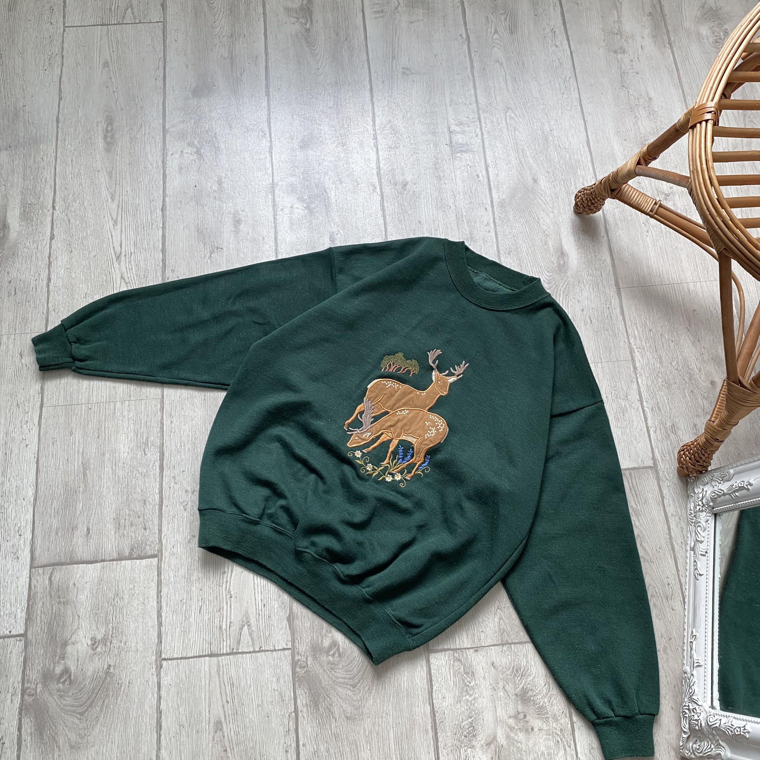 The Mountain 🦌 Vintage Animal Dree Embroider print Sweatshirt Mountain Size US S / EU 44-46 / 1 - 6 Thumbnail