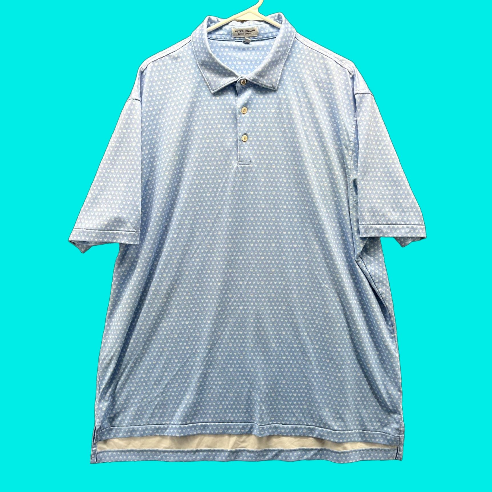 Peter Millar Peter Millar Polo Shirt Mens XL Blue Summer Comfort Golf AOP Print Polo Shirt Short Sleeve Casual, Mens XL Blue Nike? Size US XL / EU 56 / 4 - 1 Thumbnail