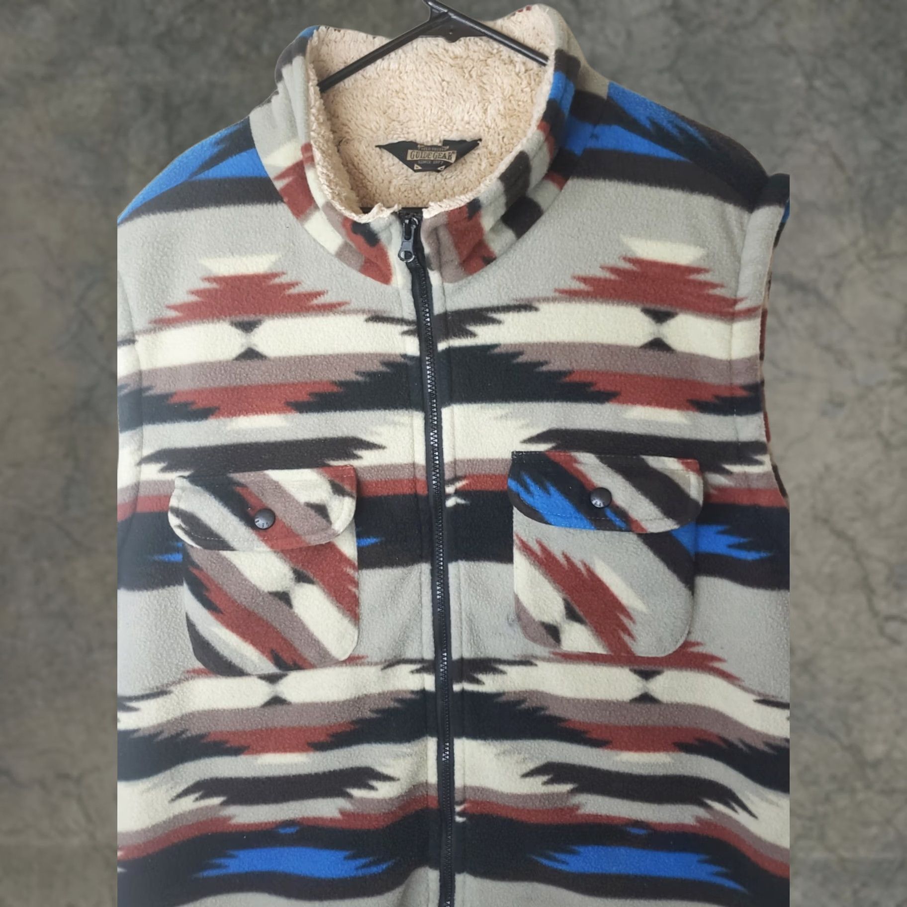 Vintage Guide Gear Navajo Aztec Western Vest Sherpa Lined Zip Men's XL USA Size US XL / EU 56 / 4 - 1 Thumbnail