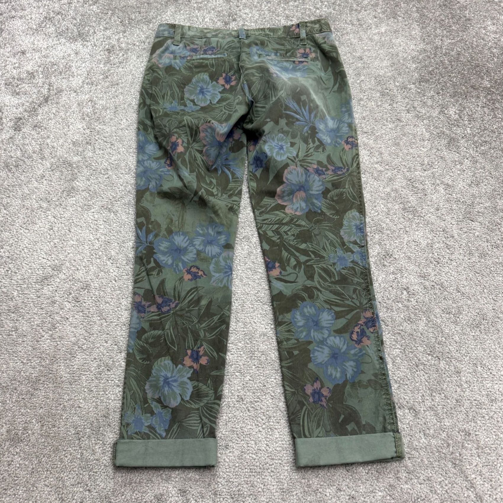 Gap Gap Female Chino Floral Print Cropped Pants Womens 00 Green Cotton Mid Rise Slit? (adjusted) Size 24" / US 00 / IT 34 - 2 Thumbnail