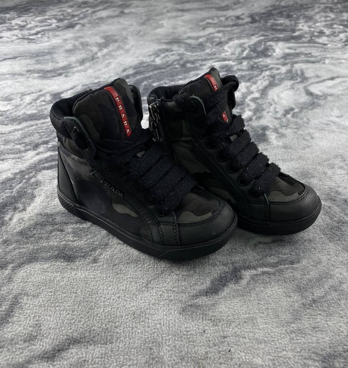 Prada Prada Camo High Top Sneakers Kids Size 24 Black Size US 5 / EU 37 - 1 Thumbnail