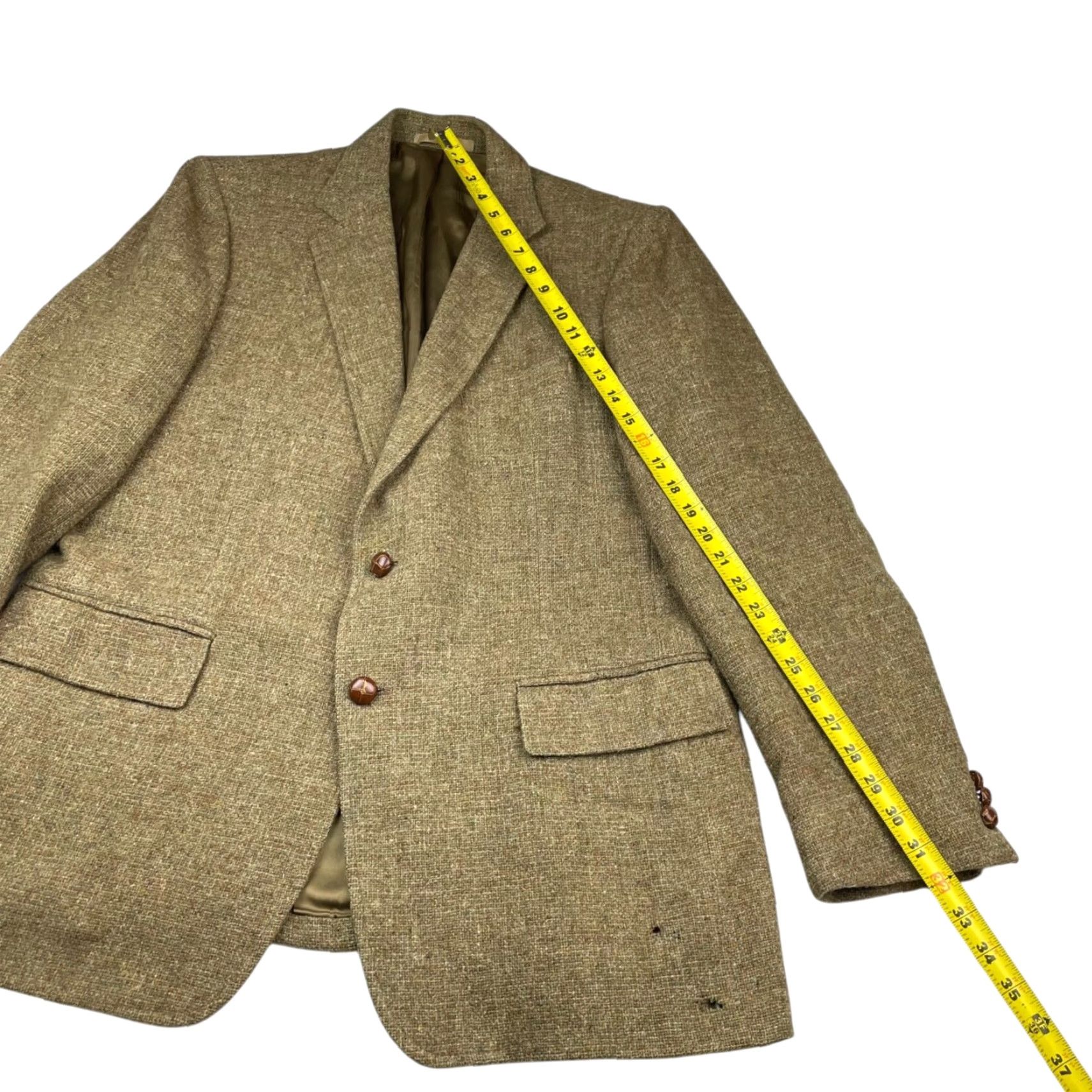 Stanley Blacker VINTAGE Stanley Blacker Blazer 42R Wool Tweed 2-Button Single-Breasted Notch Lapel Men Green Beige Brown Casual Jacket Coat Size 42R - 6 Thumbnail