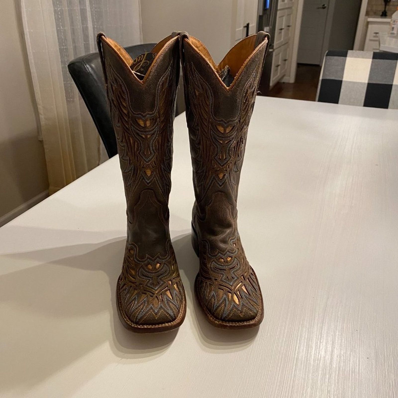 Lucchese Lucchese Brown Leather Embroidered Boots Women's Sz 7 B Size US 7 / IT 37 - 4 Thumbnail
