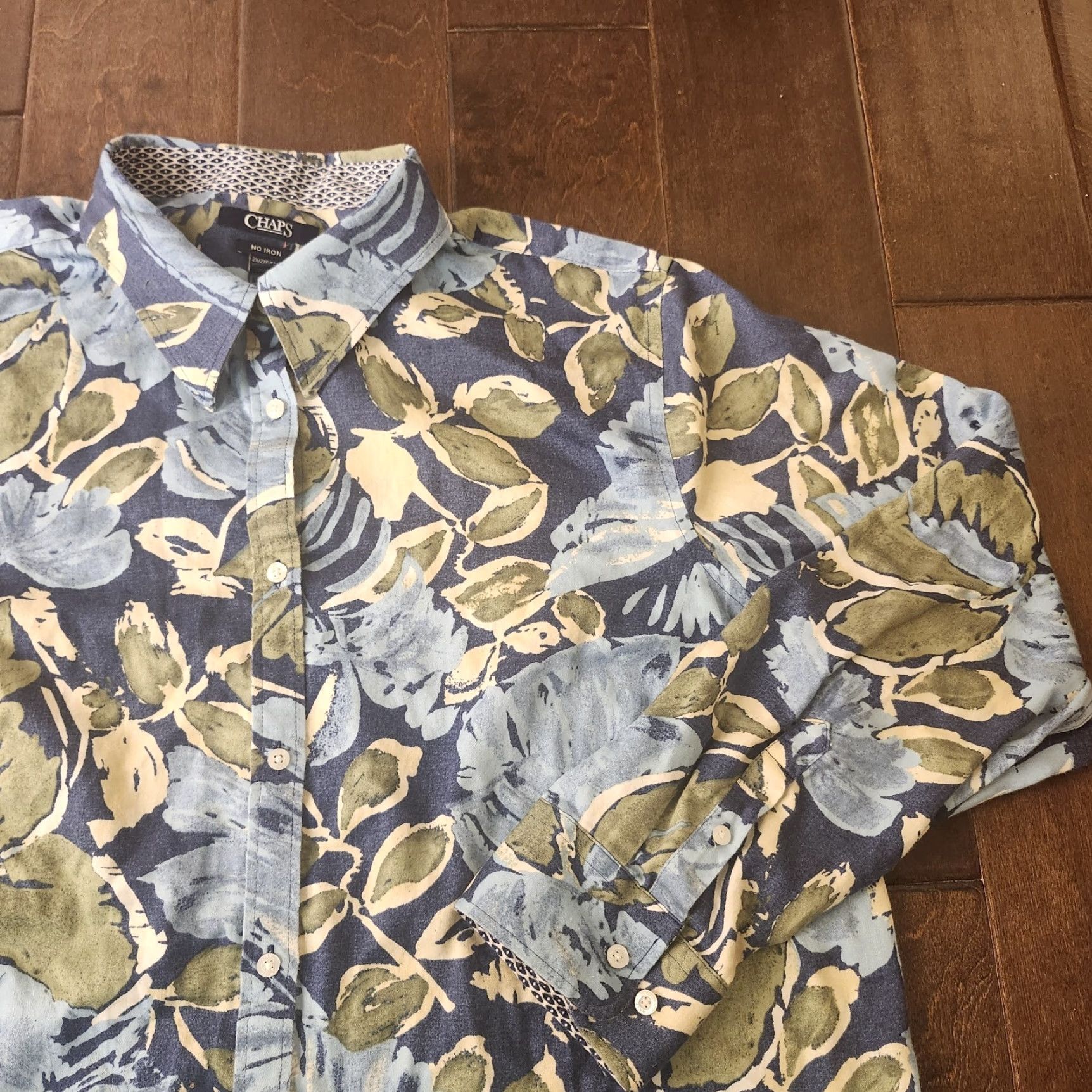 Chaps Chaps Button-Up Shirt Mens 2X Floral Hawaiian Blue Multicolor Casual Shirt 3/4 Sleeve Size US XXL / EU 58 / 5 - 5 Thumbnail