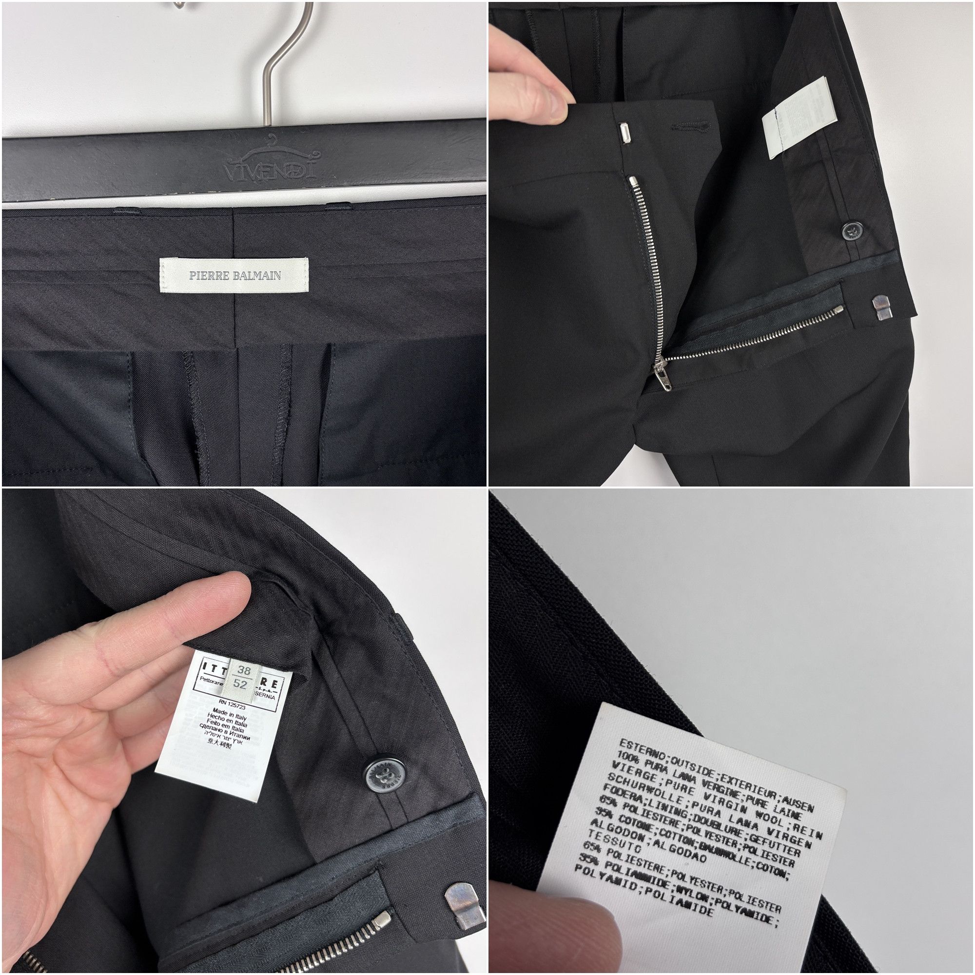Pierre Balmain Pierre Balmain Satin Trim Wool Trousers Black Pants 38/50 Size US 38 / EU 54 - 7 Thumbnail