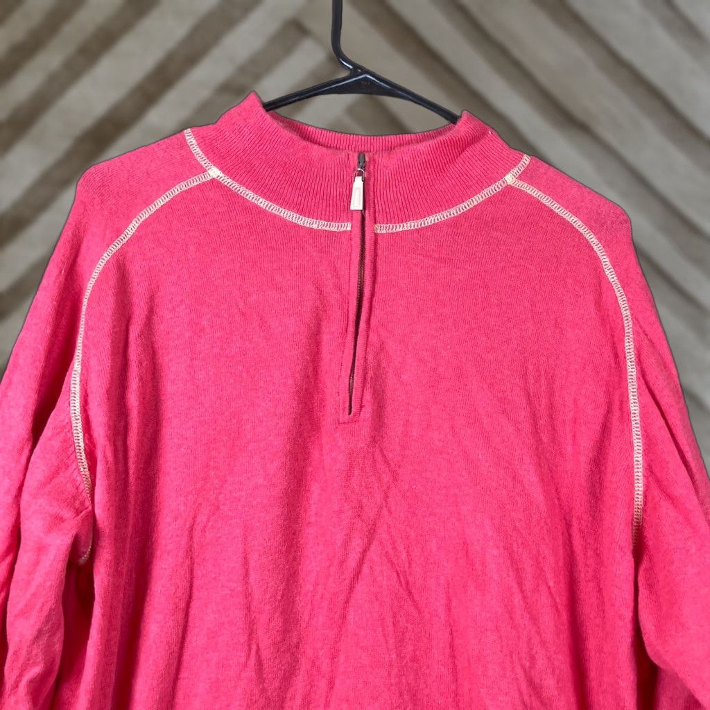Peter Millar Peter Millar Sweatshirt Men Pink Beige 1/4 Zip Pullover Cashmere Blend XL Pullover Knit Sweater Solid V-Neck Size US XL / EU 56 / 4 - 1 Thumbnail