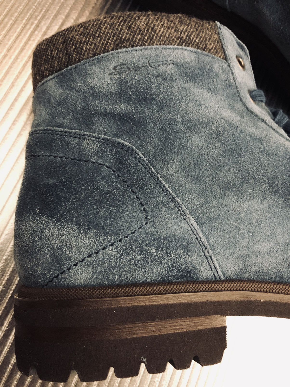 Santoni Santoni 🇮🇹 blue suede wool trim alpine rugged hikers 10 NEW Size US 10 / EU 43 - 7 Thumbnail