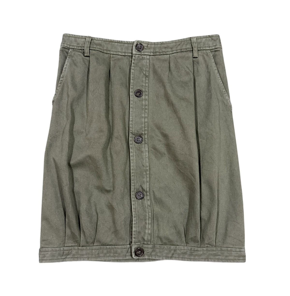 A.P.C. Vtg✅A.P.C Rue De Fleurus Olive Green Button Ups Mini Skirt Size 26" / US 2 / IT 38 - 1 Thumbnail