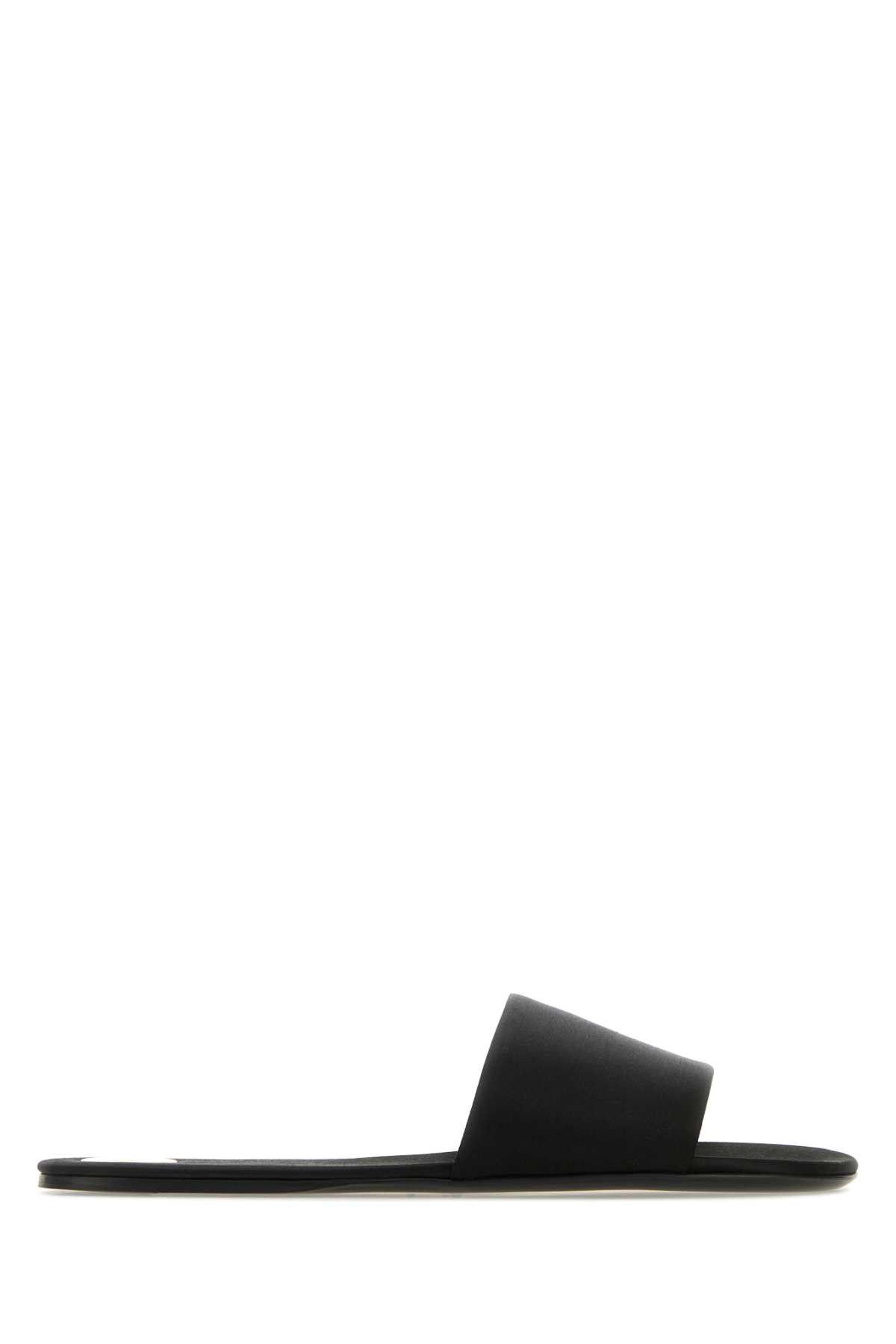 image of Saint Laurent Paris Black Satin Carlyle Slippers, Women's (Size 7)