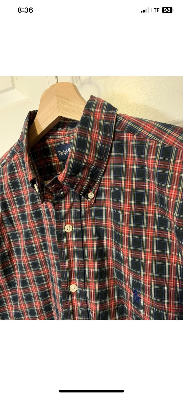 Polo Ralph Lauren Ralph Lauren mens sz M plaid red blue button shirt blake Size US M / EU 48-50 / 2 - 3 Thumbnail