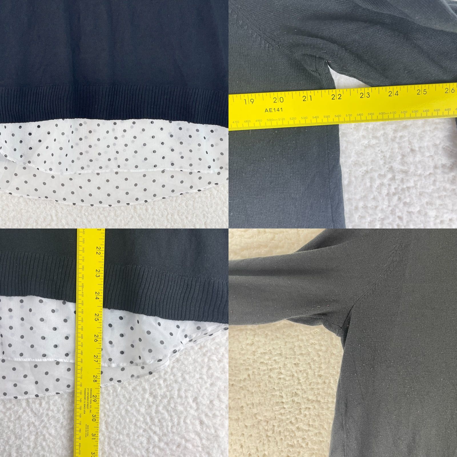 Vintage Roz & Ali Black Layered Long Sleeve Knit Shirt Womens Crew Neck Pullover Size 1X Size XL / US 12-14 / IT 48-50 - 9 Thumbnail