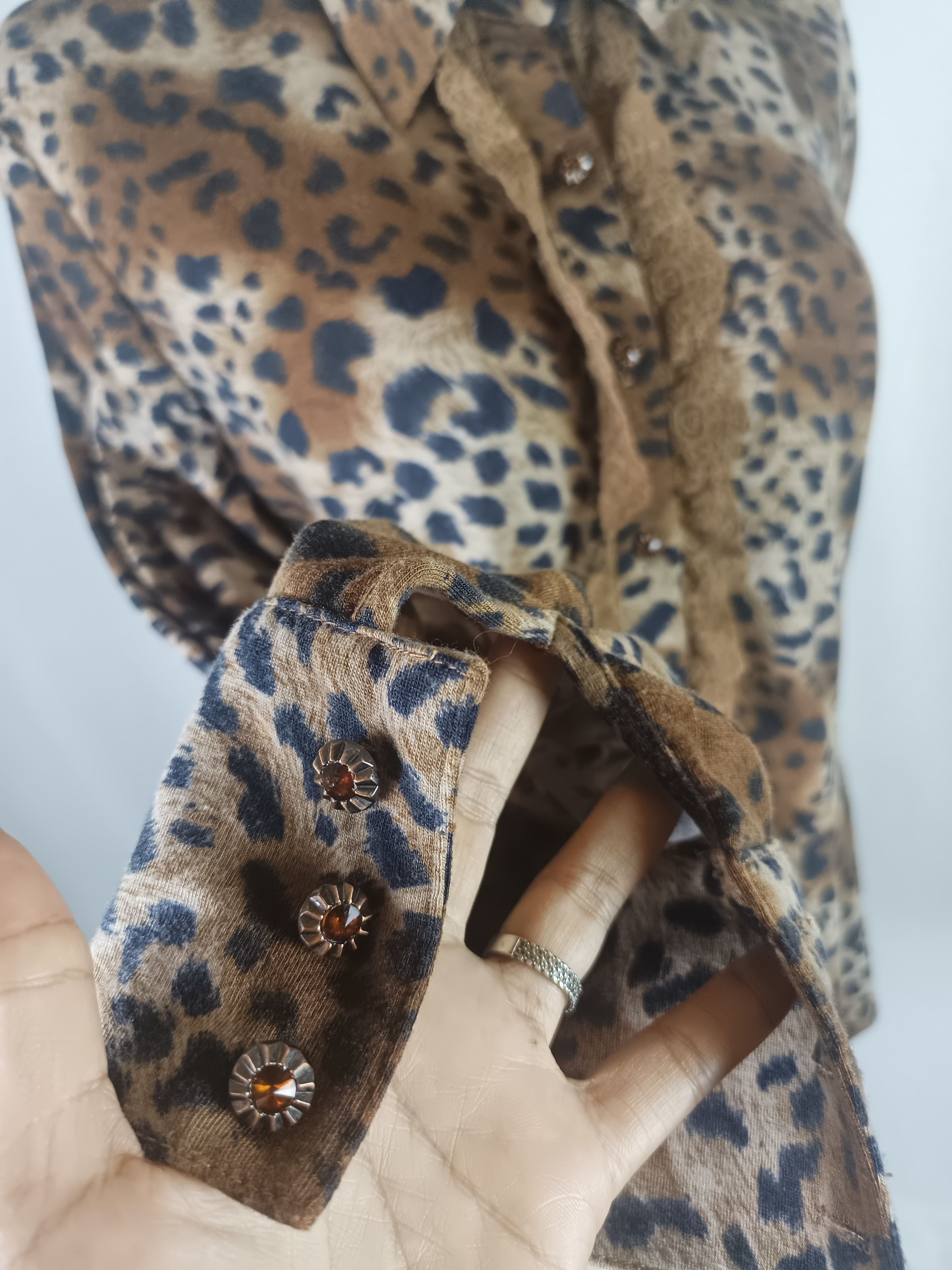 The Unbranded Brand FABIO FERRETTI Leopard Lace Shirt Size M / US 6-8 / IT 42-44 - 17 Thumbnail