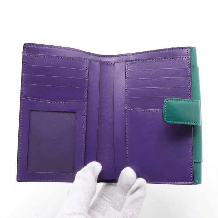 Bvlgari Serpenti Leather Compact Wallet Green x Purple Size ONE SIZE - 3 Thumbnail