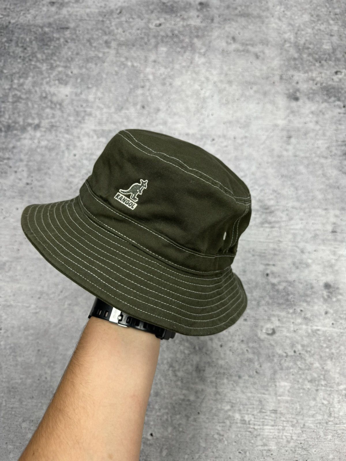 Kangol × Vintage Vintage 90’s Y2K Style Olive Logo Drill Warm Panama Hat S-M Size ONE SIZE - 2 Thumbnail