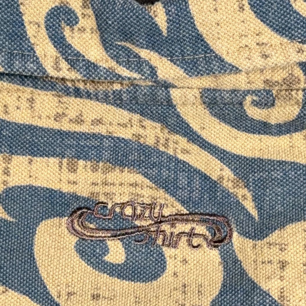 Vintage VINTAGE Crazy Shirts Polo Shirt Mens XL Brown Blue Tribal Wave Hawaiian Aloha Y2K Short Sleeve Cotton Size US L / EU 52-54 / 3 - 6 Thumbnail