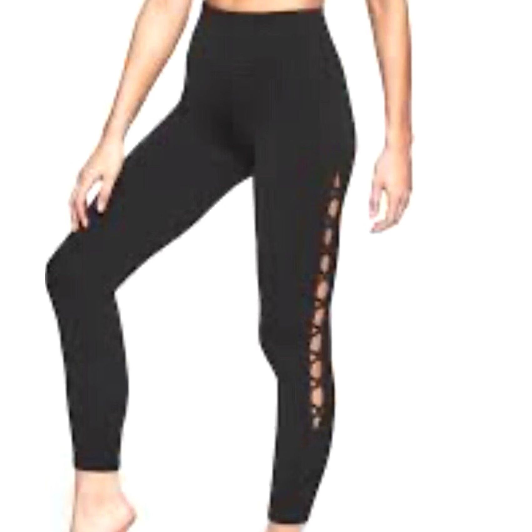 Athleta Athleta Women's Leggings Black XS 7/8 Cut Out Side Size 26" / US 2 / IT 38 - 2 Thumbnail