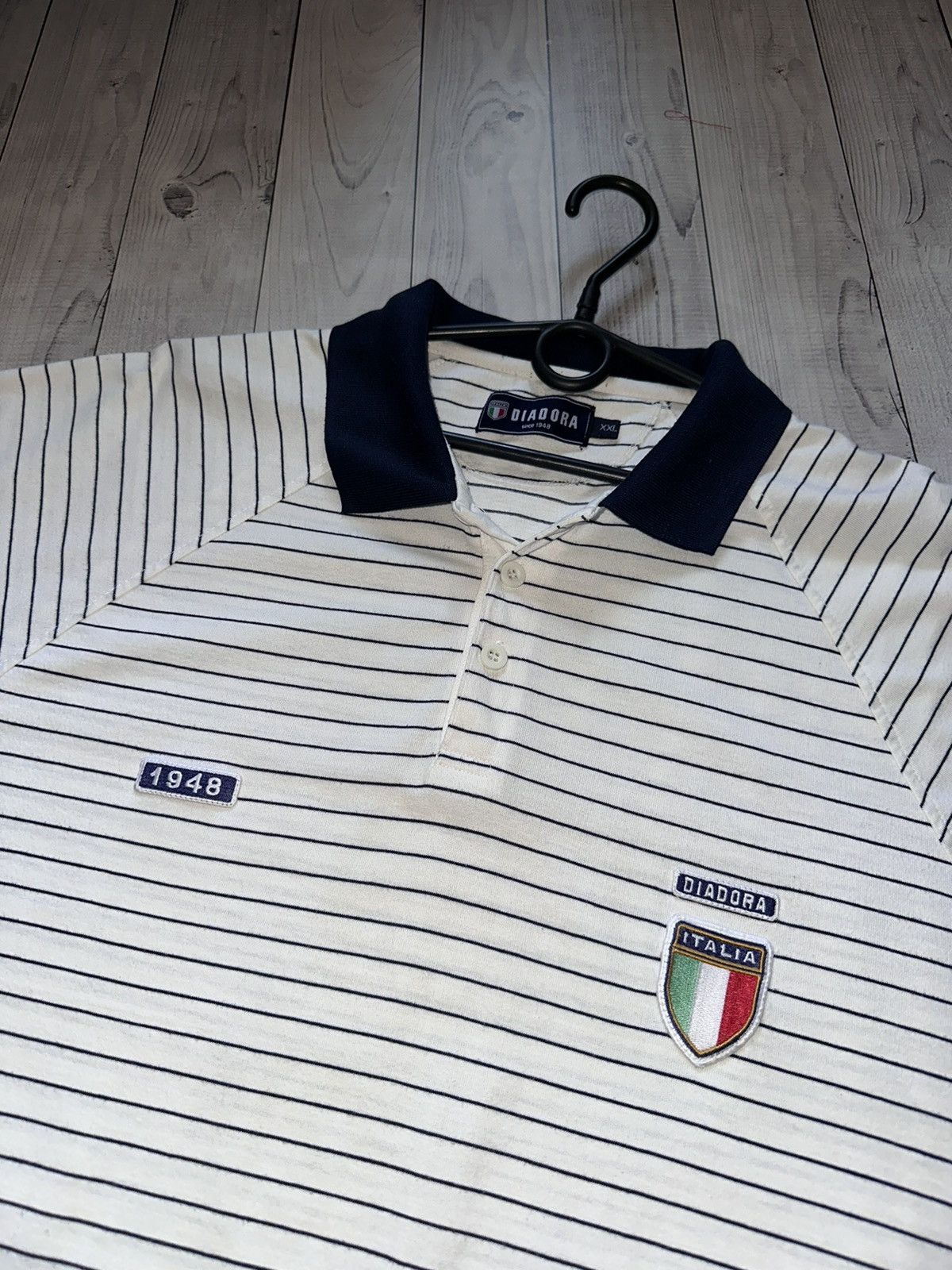 Diadora × Vintage Vintage Diadora Italy soccer polo Italia logo striped XXL Size US XXL / EU 58 / 5 - 4 Thumbnail