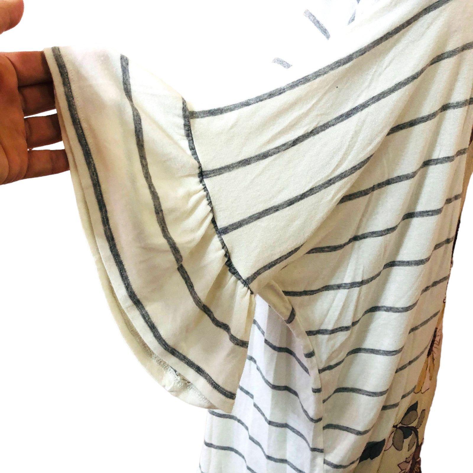 Other Stripe Floral Open Cross Back Mixed Material Bell Sleeve Top Size M / US 6-8 / IT 42-44 - 8 Thumbnail