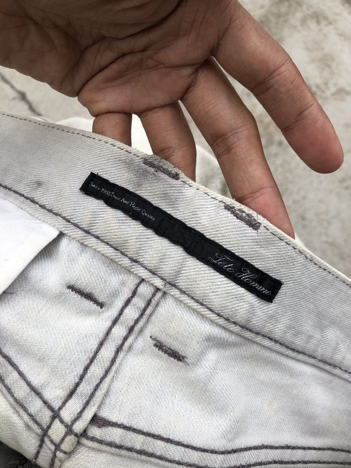 Tete Homme FLARED DIRTY YELLOWISH JEANS BY TETE HOMME Size US 34 / EU 50 - 4 Thumbnail