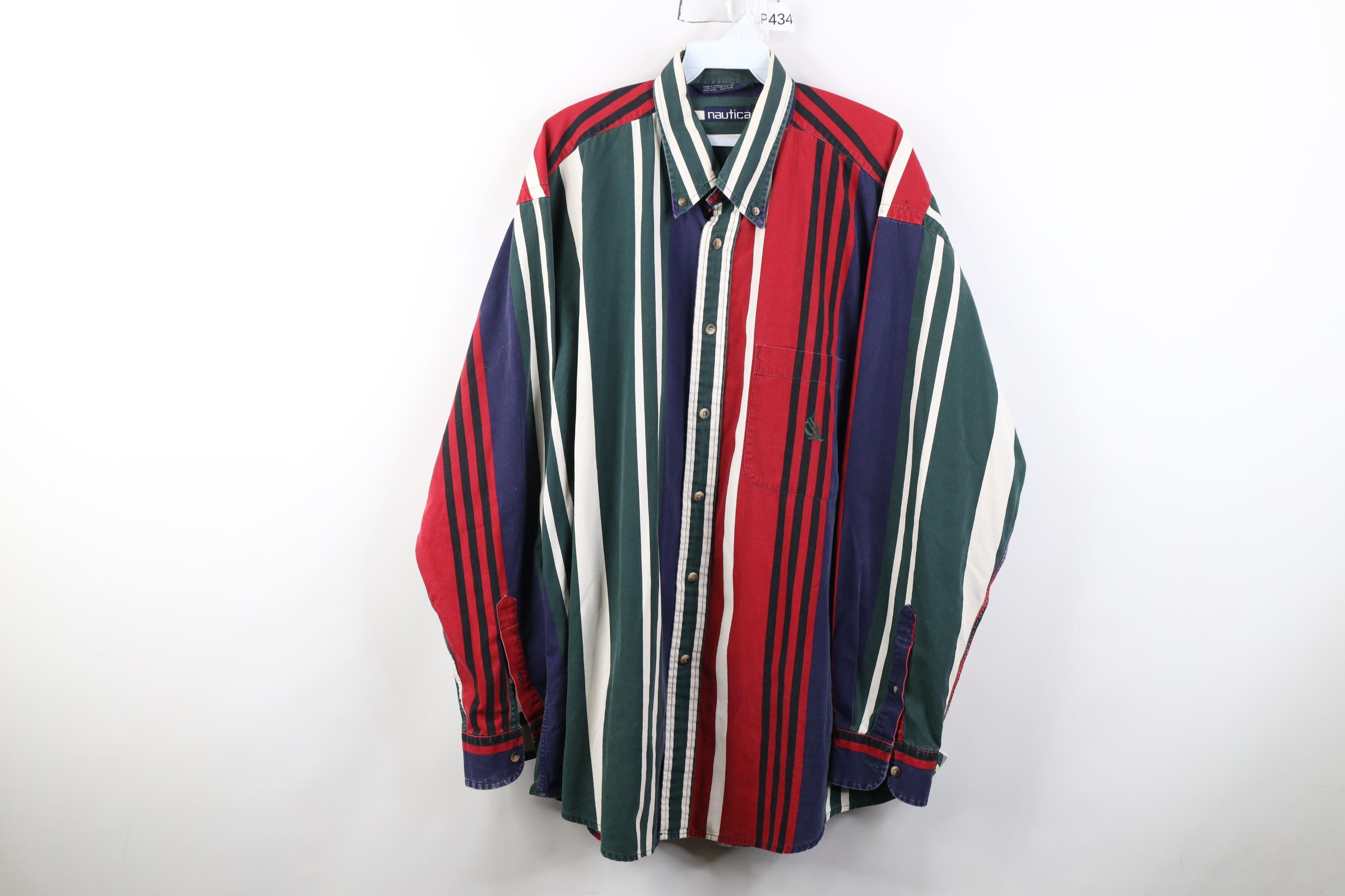 Nautica Vintage 90s Nautica Block Collared Button Down Shirt Cotton Size US XL / EU 56 / 4 - 1 Thumbnail